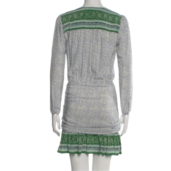 VERONICA BEARD Silk Dress w/ Ruched Skirt in Gray/Green Accents Size 2 - Picture 3 of 9